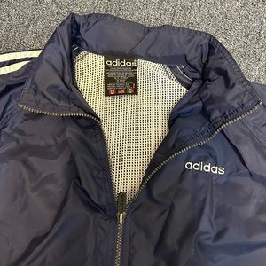 Vintage Adidas navy track jacket/windbreaker mock neck size Small
